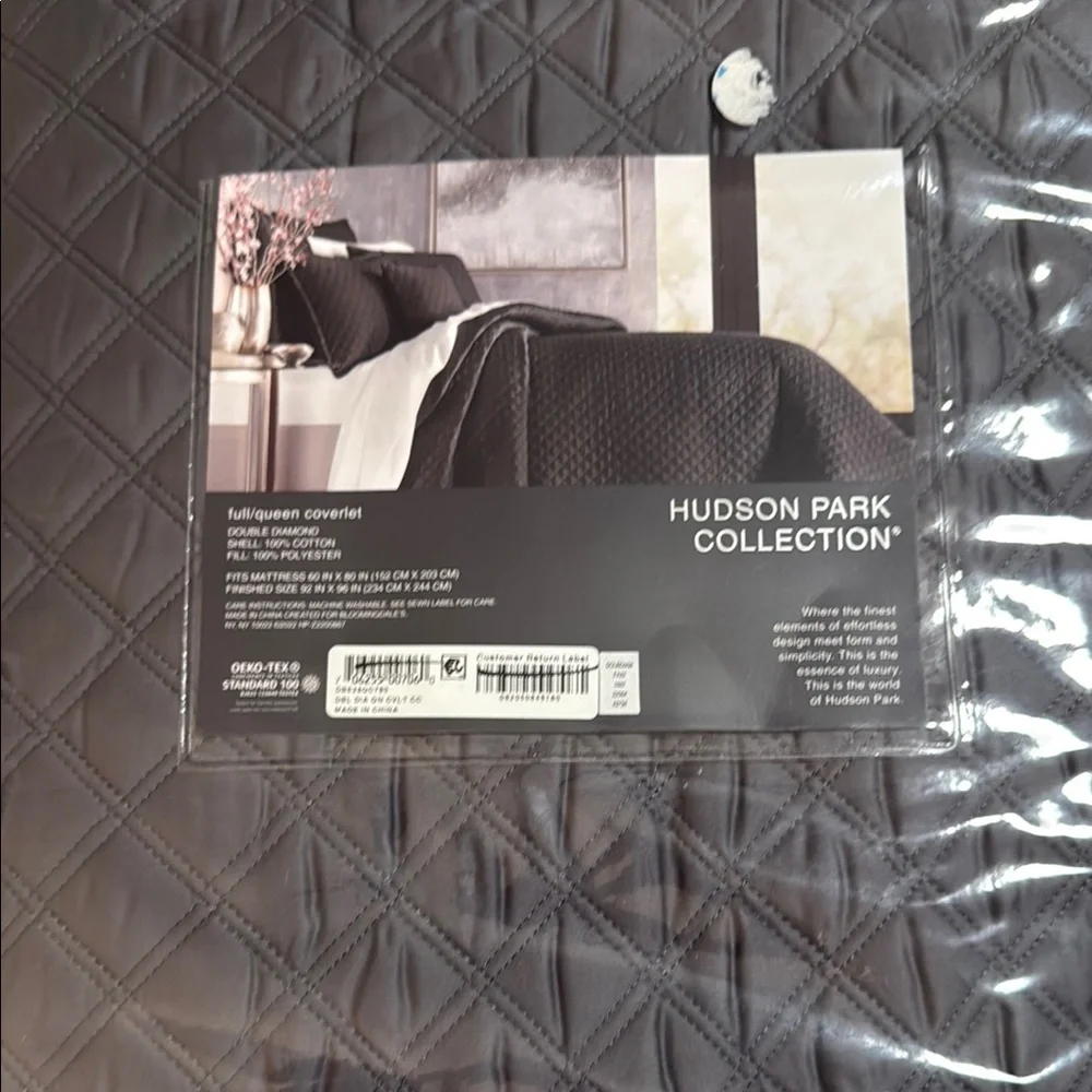Hudson Park Collection Luxurious Gray Queen Coverlet